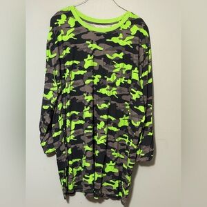 Neon Green Camo Long Sleeve Tee